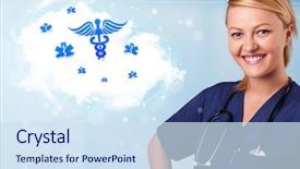  Presentation with caduceus - Amazing presentation theme having caduceus - beautiful young doctor with abstract backdrop and a sky blue colored foreground