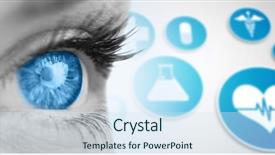  Presentation with medical eye - Colorful PPT layouts enhanced with caduceus - blue eye on grey face backdrop and a sky blue colored foreground