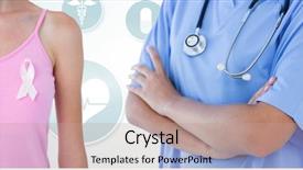  Presentation with caduceus - Beautiful presentation theme featuring caduceus - breast cancer doctor and woman backdrop and a coral colored foreground