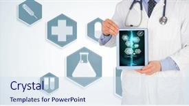  Presentation with medical imaging of cancer - Slides having caduceus - digital composite of digital composite background and a sky blue colored foreground