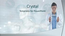  Presentation with composite - Audience pleasing PPT theme consisting of caduceus - digital composite of doctor woman backdrop and a sky blue colored foreground