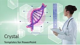  Presentation with dna structure - Presentation theme enhanced with caduceus - digital composite of female doctor background and a soft green colored foreground