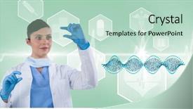  Presentation with dna structure - Cool new PPT theme with caduceus - digital composite of female doctor backdrop and a soft green colored foreground