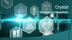  Presentation with heartbeat - Cool new slide set with caduceus - digital composition of hand backdrop and a ocean colored foreground