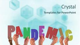  Presentation with medical caduceus - Colorful slide set enhanced with caduceus - hands holding up pandemic backdrop and a  colored foreground