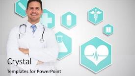  Presentation with calvary religious cross against - Beautiful presentation design featuring caduceus - handsome doctor with arms crossed backdrop and a white colored foreground
