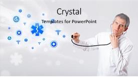  Presentation with medical caduceus - Cool new theme with caduceus - middle aged doctor with blue backdrop and a white colored foreground