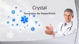  Presentation with medical caduceus - Presentation design consisting of caduceus - middle aged doctor with blue background and a white colored foreground