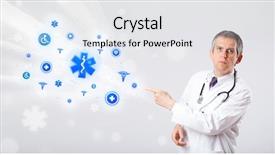  Presentation with medical caduceus - PPT layouts with caduceus - middle aged doctor with blue background and a sky blue colored foreground