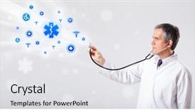  Presentation with medical caduceus - Amazing presentation having caduceus - middle aged doctor with blue backdrop and a light gray colored foreground