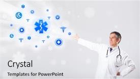  Presentation with medical caduceus - Audience pleasing slides consisting of caduceus - middle aged doctor with blue backdrop and a white colored foreground