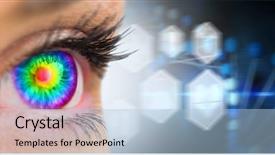  Presentation with hexagons - Cool new presentation design with caduceus - psychedelic eye looking ahead backdrop and a light blue colored foreground