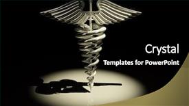  Presentation with symbol - Cool new PPT theme with caduceus - symbol of medicine 3d backdrop and a black colored foreground