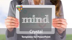  Presentation with mind - PPT theme consisting of caduceus - word mind and businesswoman showing background and a gray colored foreground