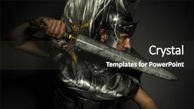  Presentation with roman army - Colorful PPT theme enhanced with caesar roman centurion with armor backdrop and a  colored foreground