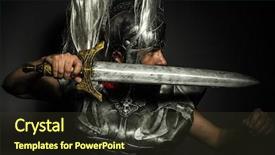  Presentation with armor - Audience pleasing PPT theme consisting of caesar roman centurion with armor backdrop and a  colored foreground