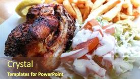  Presentation with roasted chicken - Beautiful presentation featuring caesar-salad-and-roasted-chicken backdrop and a tawny brown colored foreground