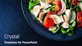  Presentation with feta cheese - Colorful PPT layouts enhanced with caesar-salad-barbecue-chicken-breast backdrop and a navy blue colored foreground