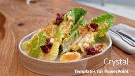  Presentation with fusion - Colorful slides enhanced with caesar-salad-cooked-in-asian backdrop and a coral colored foreground