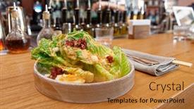  Presentation with fusion - Beautiful slides featuring caesar-salad-cooked-in-asian backdrop and a gold colored foreground