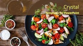  Presentation with fried chicken - Presentation having caesar-salad-fried-chicken-breast background and a tawny brown colored foreground