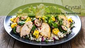  Presentation with breast - Slide deck enhanced with caesar-salad-fried-chicken-breast background and a gold colored foreground