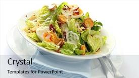  Presentation with salad - Beautiful PPT theme featuring kos - caesar salad in a white backdrop and a light blue colored foreground