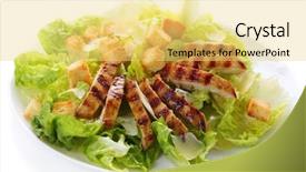 Presentation with grilled chicken - Slide deck having caesar salad with grilled chicken background and a yellow colored foreground