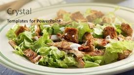  Presentation with mayonnaise - Slide deck consisting of caesar salad with lettuce croutons background and a soft green colored foreground