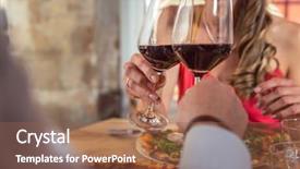  Presentation with restaurant toasting - Slides featuring caf - close-up of couple at restaurant background and a violet colored foreground