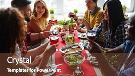  Presentation with friends eating and drinking wine - Beautiful theme featuring caf - friends sitting at dining table backdrop and a tawny brown colored foreground