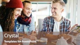  Presentation with friends - Colorful theme enhanced with caf - smiling guy holding touchpad backdrop and a tawny brown colored foreground