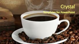  Presentation with sack of coffee beans - Presentation theme featuring caf torrefie - cup of fresh coffee background and a tawny brown colored foreground