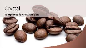  Presentation with coffee beans on a white - Presentation consisting of caf torrefie - roasted coffee beans isolated background and a  colored foreground