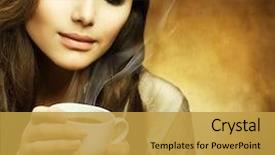  Presentation with cafe - Audience pleasing theme consisting of cafe - coffee backdrop and a gold colored foreground