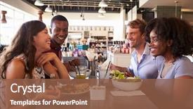  Presentation with lunch - PPT layouts featuring cafe - friends enjoying lunch date background and a tawny brown colored foreground