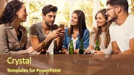  Presentation with beer - Cool new slides with cafe - group of friends backdrop and a tawny brown colored foreground