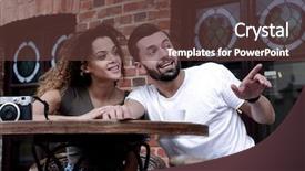  Presentation with city line map - Beautiful presentation theme featuring cafe and reading city map backdrop and a tawny brown colored foreground