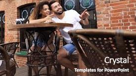  Presentation with city line map - Colorful PPT theme enhanced with cafe and reading city map backdrop and a wine colored foreground