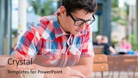  Presentation with chocholate and coffee - PPT layouts having cafe and reading the news background and a coral colored foreground