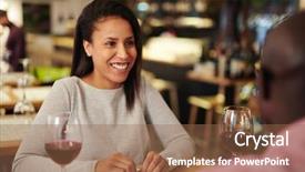  Presentation with win as one - Slide set featuring cafe by glass of wine background and a coral colored foreground