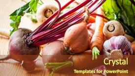  Presentation with root - Audience pleasing PPT theme consisting of cafe de zanahoria - assorted types of root vegetables backdrop and a tawny brown colored foreground