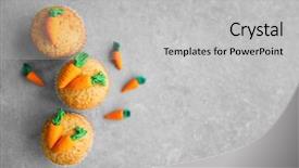  Presentation with muffins - Cool new PPT theme with cafe de zanahoria - carrot muffins on grey background backdrop and a light gray colored foreground