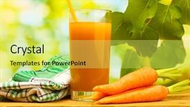 Presentation with green glass - Colorful presentation design enhanced with cafe de zanahoria - glass of carrot juice backdrop and a yellow colored foreground