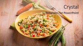  Presentation with rice - PPT theme with cafe de zanahoria - rice with mixed vegetables background and a coral colored foreground