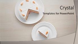  Presentation with cake - Audience pleasing presentation theme consisting of cafe de zanahoria - sliced carrot cake with slice backdrop and a light gray colored foreground