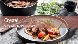  Presentation with german - PPT theme consisting of cafe de zanahoria - traditional german braised pork cheeks background and a coral colored foreground