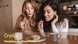  Presentation with friends eating and drinking wine - Presentation theme consisting of cafe drinking coffee eat cake background and a tawny brown colored foreground