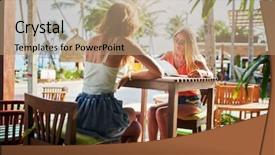  Presentation with two men climbing - Cool new slides with cafe in koh samui thailand backdrop and a coral colored foreground