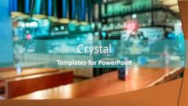  Presentation with cafe - PPT layouts consisting of cafe-interior-with-a-table background and a teal colored foreground